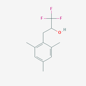 molecular formula C12H15F3O B13611522 1,1,1-Trifluoro-3-mesitylpropan-2-ol 