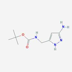 molecular formula C9H16N4O2 B13611755 Tert-butyl n-[(3-amino-1h-pyrazol-5-yl)methyl]carbamate CAS No. 1402730-29-3