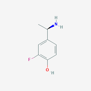 molecular formula C8H10FNO B13611886 (r)-4-(1-Aminoethyl)-2-fluorophenol 