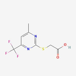 molecular formula C8H6F3N2O2S- B1361192 ((4-Methyl-6-(trifluoromethyl)-2-pyrimidinyl)thio)acetic acid CAS No. 88768-46-1