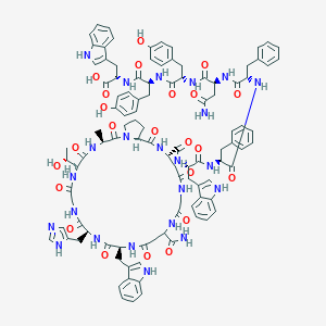 L-Tryptophan, glycyl-L-asparaginyl-L-tryptophyl-L-histidylglycyl-L-threonyl-L-alanyl-L-prolyl-L-alpha-aspartyl-L-tryptophyl-L-phenylalanyl-L-phenylalanyl-L-asparaginyl-L-tyrosyl-L-tyrosyl-, cyclic (9-1)-peptide