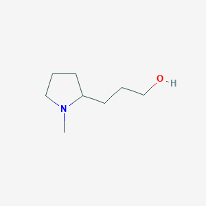 molecular formula C8H17NO B13612556 2-Pyrrolidinepropanol, 1-methyl- CAS No. 14498-44-3