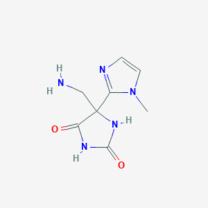 molecular formula C8H11N5O2 B13612718 5-(aminomethyl)-5-(1-methyl-1H-imidazol-2-yl)imidazolidine-2,4-dione 