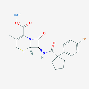 molecular formula C20H20BrN2NaO4S B136132 5-Thia-1-azabicyclo(4.2.0)oct-2-ene-2-carboxylic acid, 7-(((1-(4-bromophenyl)cyclopentyl)carbonyl)amino)-3-methyl-8-oxo-, monosodium salt, (6R-trans)- CAS No. 143407-75-4