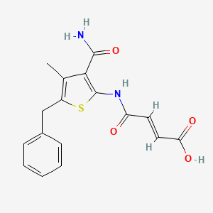 molecular formula C17H16N2O4S B1361327 (E)-4-[(5-benzyl-3-carbamoyl-4-methylthiophen-2-yl)amino]-4-oxobut-2-enoic acid 
