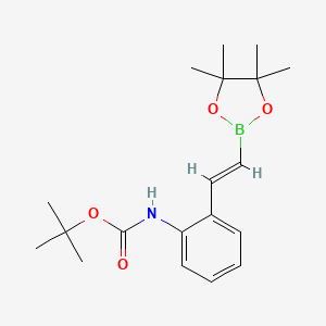 molecular formula C19H28BNO4 B13613519 tert-Butyl (E)-(2-(2-(4,4,5,5-tetramethyl-1,3,2-dioxaborolan-2-yl)vinyl)phenyl)carbamate 
