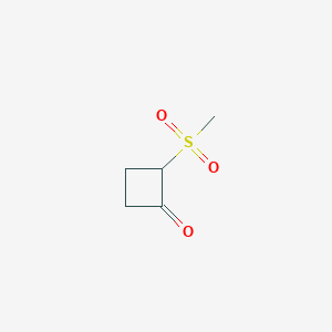 molecular formula C5H8O3S B13613813 2-Methanesulfonylcyclobutan-1-one 