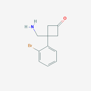molecular formula C11H12BrNO B13613865 3-(Aminomethyl)-3-(2-bromophenyl)cyclobutan-1-one 