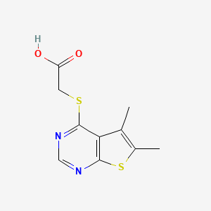 molecular formula C10H10N2O2S2 B1361451 (5,6-Dimethyl-thieno[2,3-d]pyrimidin-4-ylsulfanyl)-acetic acid CAS No. 296262-16-3