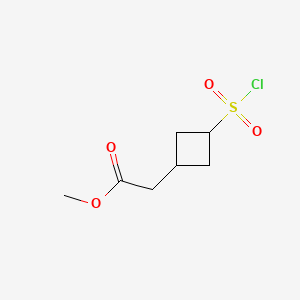 molecular formula C7H11ClO4S B13615024 Methyl2-[3-(chlorosulfonyl)cyclobutyl]acetate 