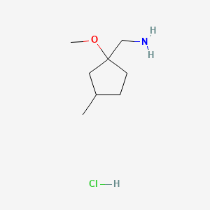 molecular formula C8H18ClNO B13615517 1-(1-methoxy-3-methylcyclopentyl)methanaminehydrochloride,Mixtureofdiastereomers 