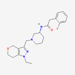 molecular formula C22H29FN4O2 B13615587 N-[(3R)-1-({1-ethyl-1H,4H,6H,7H-pyrano[4,3-c]pyrazol-3-yl}methyl)piperidin-3-yl]-2-(2-fluorophenyl)acetamide 