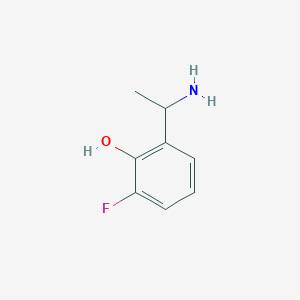 molecular formula C8H10FNO B13615736 2-(1-Aminoethyl)-6-fluorophenol 