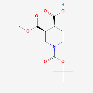 molecular formula C13H21NO6 B13616051 rac-(3R,4R)-1-[(tert-butoxy)carbonyl]-3-(methoxycarbonyl)piperidine-4-carboxylicacid,cis 