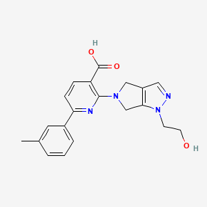 molecular formula C20H20N4O3 B13616235 2-[1-(2-hydroxyethyl)-1H,4H,5H,6H-pyrrolo[3,4-c]pyrazol-5-yl]-6-(3-methylphenyl)pyridine-3-carboxylicacid 