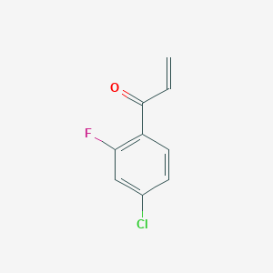 molecular formula C9H6ClFO B13616338 1-(4-Chloro-2-fluorophenyl)prop-2-en-1-one 