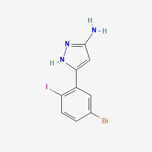 molecular formula C9H7BrIN3 B13617180 3-Amino-5-(5-bromo-2-iodophenyl)pyrazole 