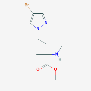 molecular formula C10H16BrN3O2 B13617217 Methyl 4-(4-bromo-1h-pyrazol-1-yl)-2-methyl-2-(methylamino)butanoate 