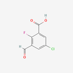 molecular formula C8H4ClFO3 B13617327 5-Chloro-2-fluoro-3-formylbenzoic acid 