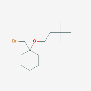 molecular formula C13H25BrO B13617374 1-(Bromomethyl)-1-(3,3-dimethylbutoxy)cyclohexane 