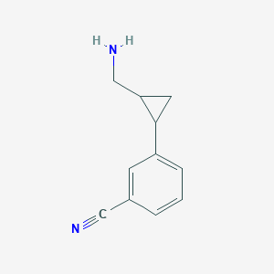 molecular formula C11H12N2 B13617725 3-(2-(Aminomethyl)cyclopropyl)benzonitrile 