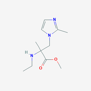 molecular formula C11H19N3O2 B13617749 Methyl 2-(ethylamino)-2-methyl-3-(2-methyl-1h-imidazol-1-yl)propanoate 