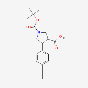 molecular formula C20H29NO4 B13617774 (3S,4R)-1-(tert-Butoxycarbonyl)-4-(4-(tert-butyl)phenyl)pyrrolidine-3-carboxylic acid 