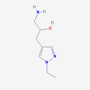 molecular formula C8H15N3O B13617780 1-Amino-3-(1-ethyl-1h-pyrazol-4-yl)propan-2-ol 