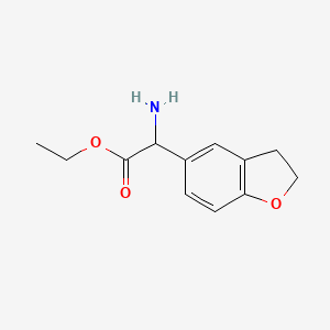 molecular formula C12H15NO3 B13617785 Ethyl 2-amino-2-(2,3-dihydrobenzofuran-5-yl)acetate 