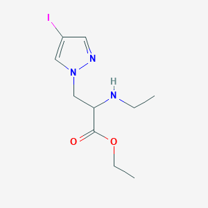 molecular formula C10H16IN3O2 B13617909 Ethyl 2-(ethylamino)-3-(4-iodo-1h-pyrazol-1-yl)propanoate 