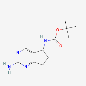 molecular formula C12H18N4O2 B13617953 tert-butyl N-{2-amino-5H,6H,7H-cyclopenta[d]pyrimidin-5-yl}carbamate 