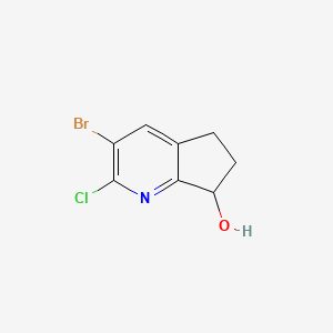 molecular formula C8H7BrClNO B13617998 3-bromo-2-chloro-5H,6H,7H-cyclopenta[b]pyridin-7-ol 