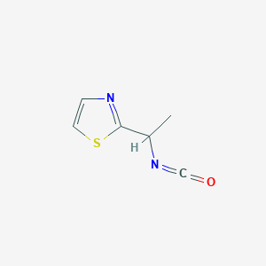 molecular formula C6H6N2OS B13618160 2-(1-Isocyanatoethyl)-1,3-thiazole 