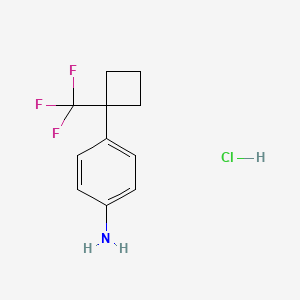 molecular formula C11H13ClF3N B13618269 4-(1-(Trifluoromethyl)cyclobutyl)aniline hydrochloride 