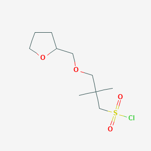 molecular formula C10H19ClO4S B13618284 2,2-Dimethyl-3-((tetrahydrofuran-2-yl)methoxy)propane-1-sulfonyl chloride 