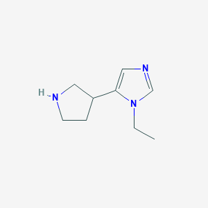 molecular formula C9H15N3 B13618340 1-ethyl-5-(pyrrolidin-3-yl)-1H-imidazole 