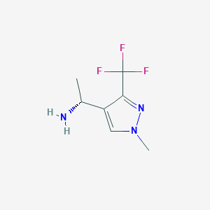 molecular formula C7H10F3N3 B13618512 (R)-1-(1-Methyl-3-(trifluoromethyl)-1H-pyrazol-4-yl)ethan-1-amine 