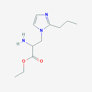 molecular formula C11H19N3O2 B13618535 Ethyl 2-amino-3-(2-propyl-1h-imidazol-1-yl)propanoate 