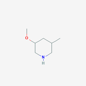 molecular formula C7H15NO B13618592 3-Methoxy-5-methylpiperidine 