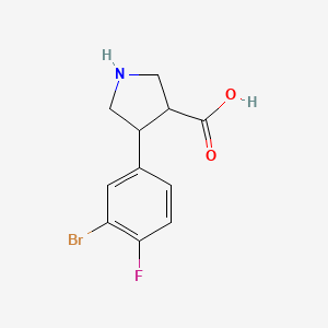 molecular formula C11H11BrFNO2 B13618610 4-(3-Bromo-4-fluorophenyl)pyrrolidine-3-carboxylic acid 