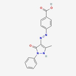 molecular formula C17H14N4O3 B1361876 4-[(E)-2-(5-hydroxy-3-methyl-1-phenyl-1H-pyrazol-4-yl)-1-diazenyl]benzoic acid 