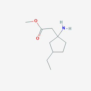 molecular formula C10H19NO2 B13618842 Methyl 2-(1-amino-3-ethylcyclopentyl)acetate 