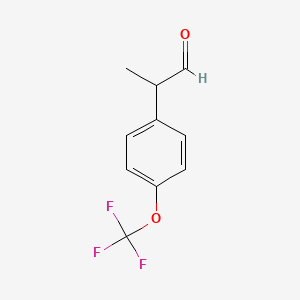 molecular formula C10H9F3O2 B13619046 2-[4-(Trifluoromethoxy)phenyl]propanal 