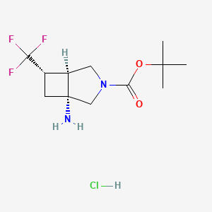 molecular formula C12H20ClF3N2O2 B13619244 rac-tert-butyl (1R,5S,6S)-1-amino-6-(trifluoromethyl)-3-azabicyclo[3.2.0]heptane-3-carboxylate hydrochloride 