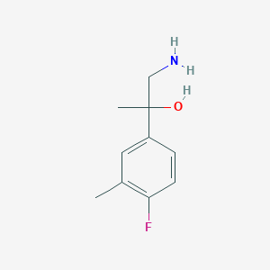 molecular formula C10H14FNO B13619305 1-Amino-2-(4-fluoro-3-methylphenyl)propan-2-ol 