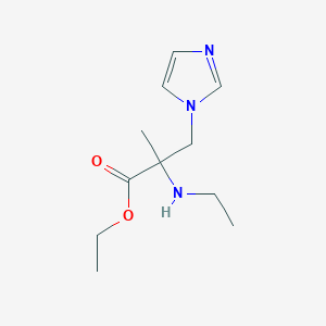 molecular formula C11H19N3O2 B13619393 Ethyl 2-(ethylamino)-3-(1h-imidazol-1-yl)-2-methylpropanoate 