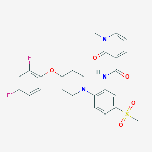 molecular formula C25H25F2N3O5S B13619462 N-{2-[4-(2,4-difluorophenoxy)piperidin-1-yl]-5-methanesulfonylphenyl}-1-methyl-2-oxo-1,2-dihydropyridine-3-carboxamide 