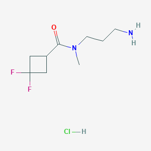 molecular formula C9H17ClF2N2O B13619490 N-(3-aminopropyl)-3,3-difluoro-N-methylcyclobutane-1-carboxamidehydrochloride 