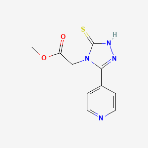 molecular formula C10H10N4O2S B13619533 Methyl 2-(3-mercapto-5-(pyridin-4-yl)-4h-1,2,4-triazol-4-yl)acetate 
