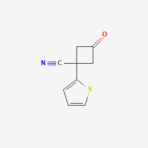 molecular formula C9H7NOS B13619580 3-Oxo-1-(2-thienyl)cyclobutanecarbonitrile 